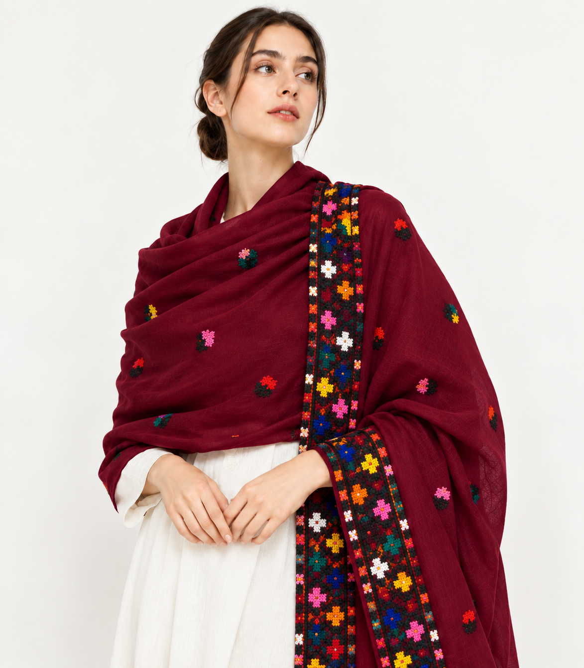Afghani Uzbeki Cross Stitch Embroidered Shawl