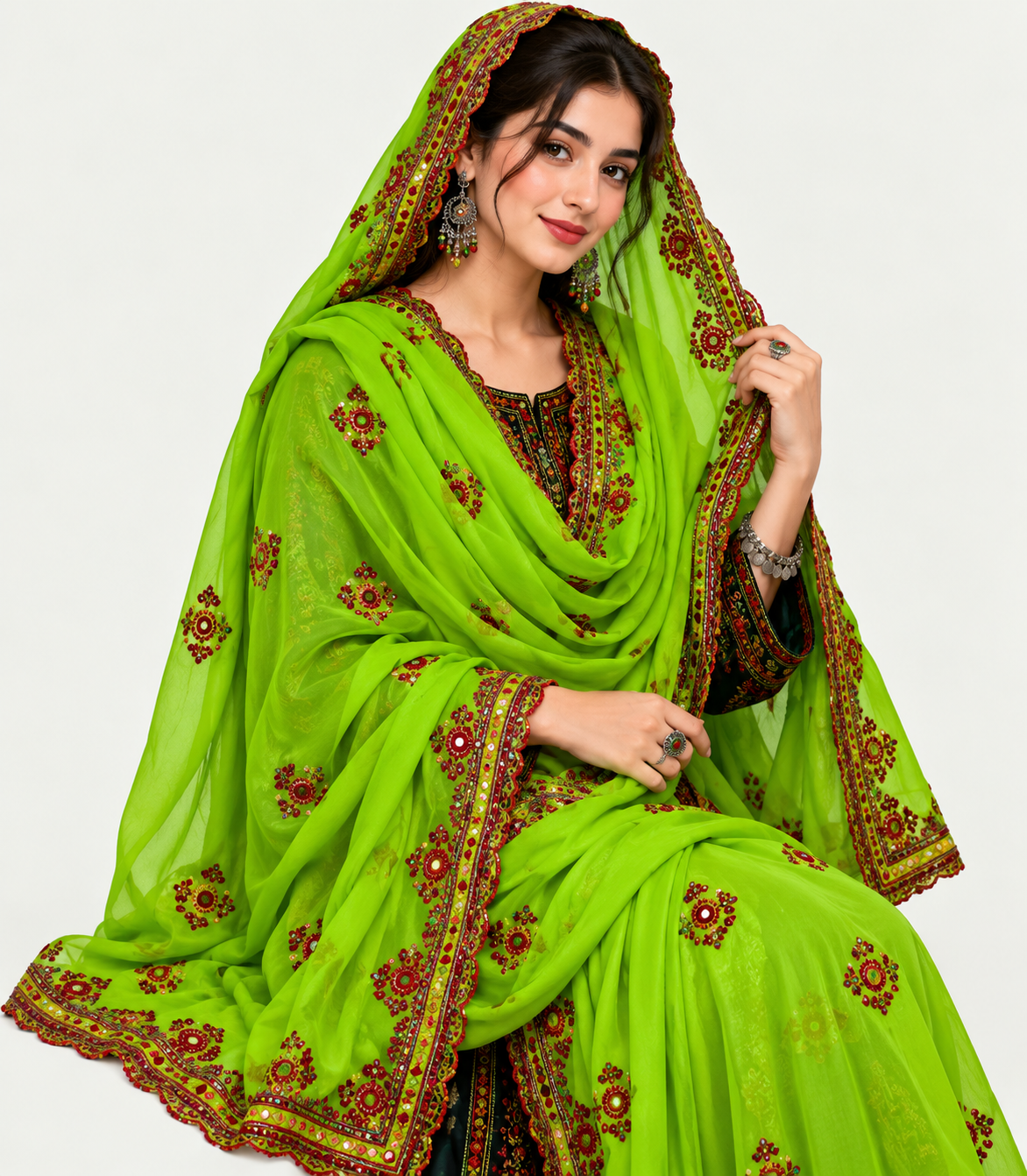 Afghani Uzbeki Cross Stitch Embroidered Shawl